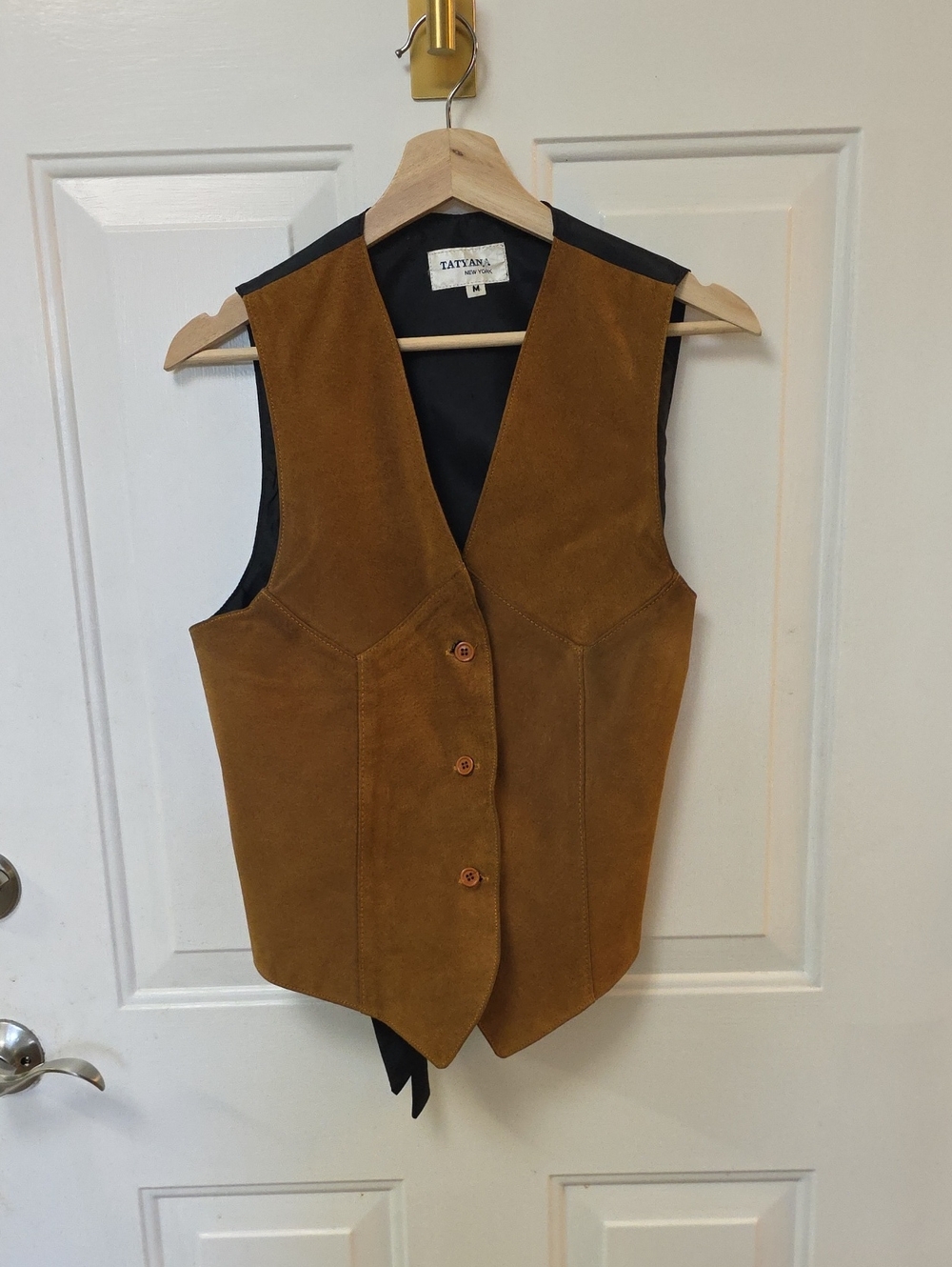 Tatyana Chestnut Suede Button Vest